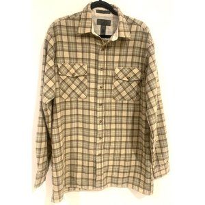 Bay Area Traders Flannel Shirt Brown‎ Check Men's L Long Sleeve Button Up